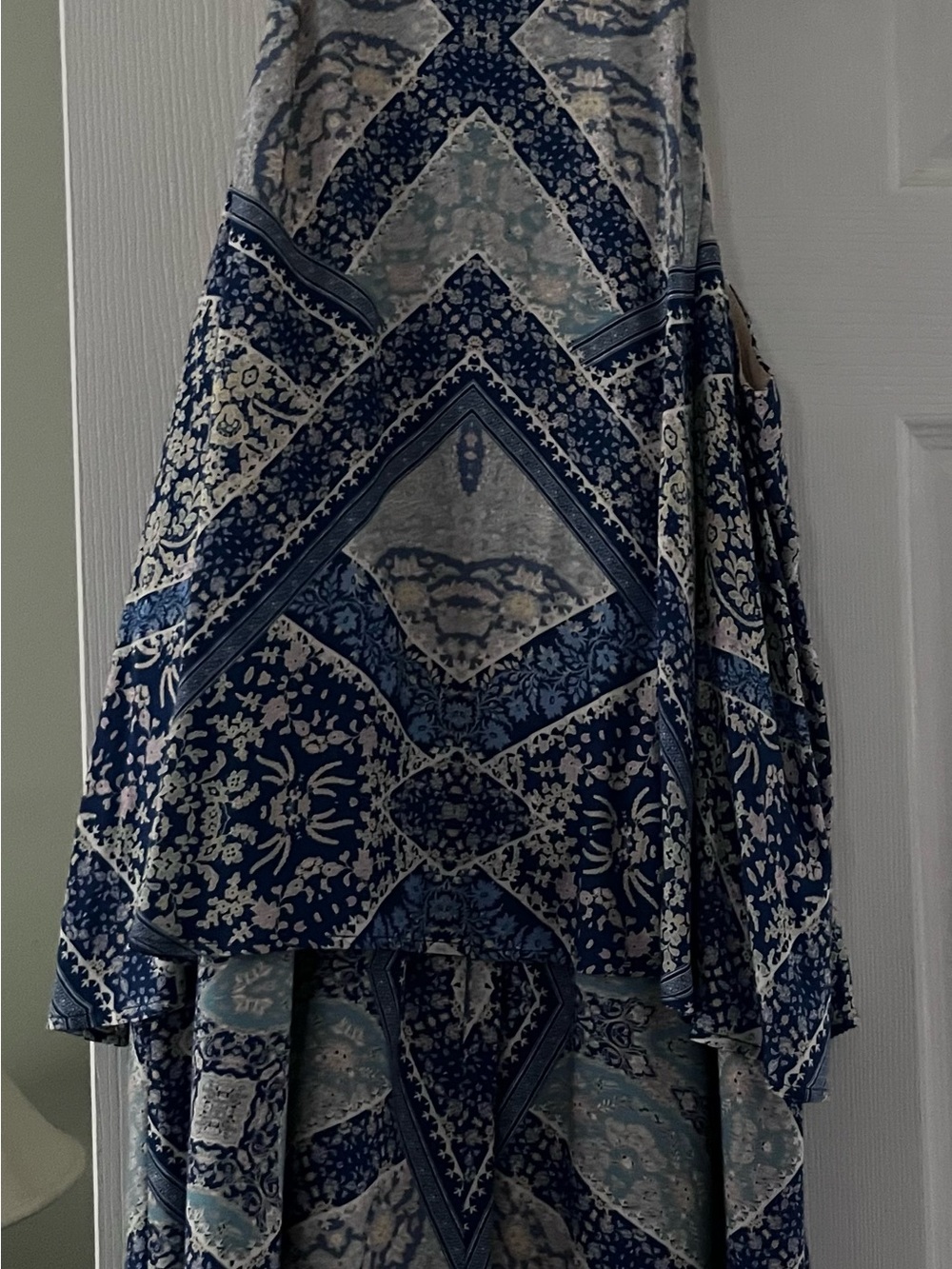 Lavender Brown Navy and Cream Patterned Maxi romper
